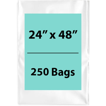 LDPE 2Mil Clear Poly Bags 24X48 inches 250 Bags